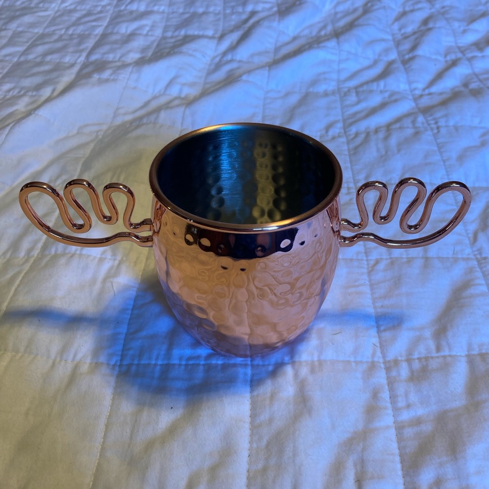 Moscow mule cup with moose antlers